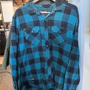 Fox Racing Blue and Black Plaid Shirt